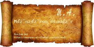 Mészáros Aladár névjegykártya